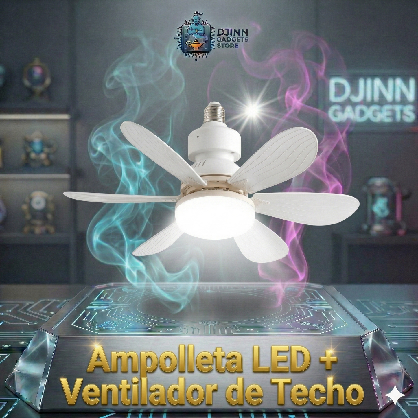 Ampolleta LED + Ventilador de Techo