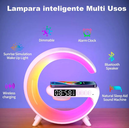 Lampara Despertador Cargador Inalambrico 4 en 1