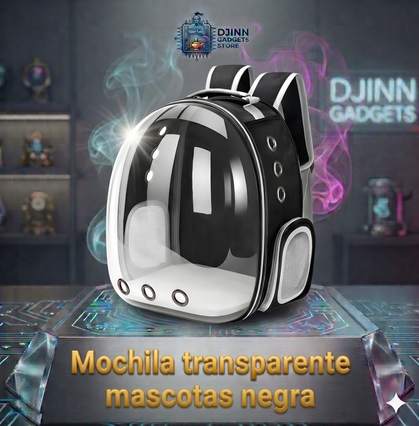 Mochila transparente mascotas